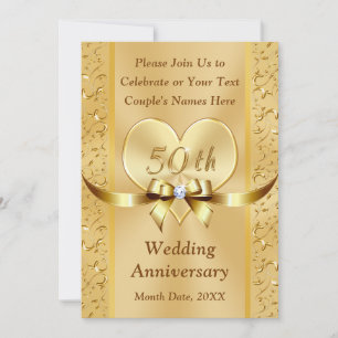 Tarjeta de Invitación de Aniversario Dorado Fácil 