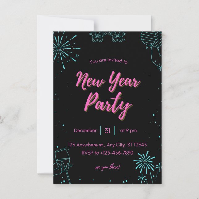 tarjeta de invitación de año nuevo (Anverso)