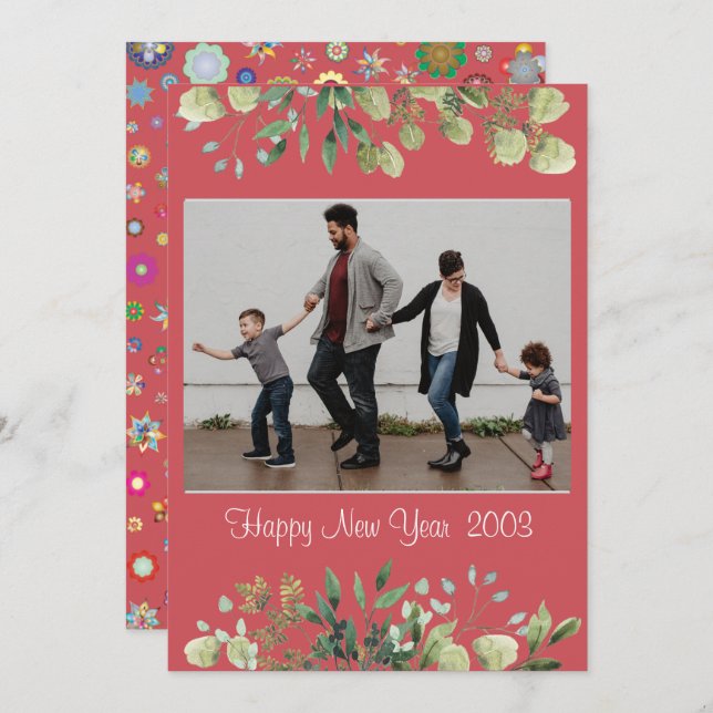 Tarjeta de invitación de Año Nuevo (Anverso / Reverso)