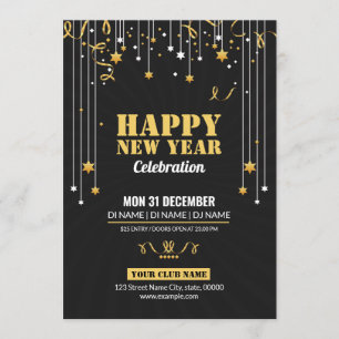Tarjeta de Invitación de Año Nuevo Feliz