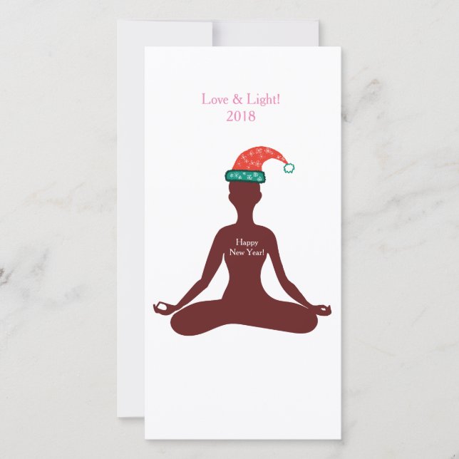 Tarjeta de invitación de Año Nuevo Yoga Feliz de L (Anverso)