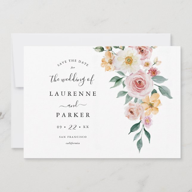 Tarjeta de Invitación de Anuncio de Fecha de Boda  (Anverso)