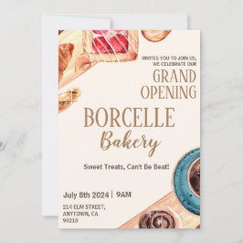 Tarjeta de invitación de apertura de pastelería