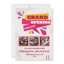 Tarjeta de invitación de apertura de pastelería