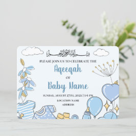 Tarjeta de invitación de Aqeeqah de bebé niño edit