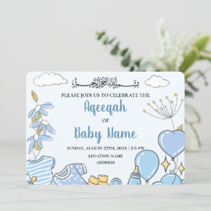 Tarjeta de invitación de Aqeeqah de bebé niño edit