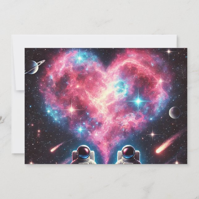 Tarjeta de Invitación de Astronauta Amor Cósmico (Anverso)