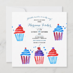 Tarjeta de invitación de Baby Shower de cupcakes e