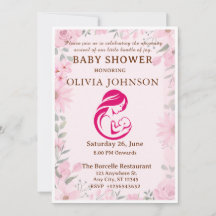 Tarjeta de Invitación de Baby Shower Floral Rosa E