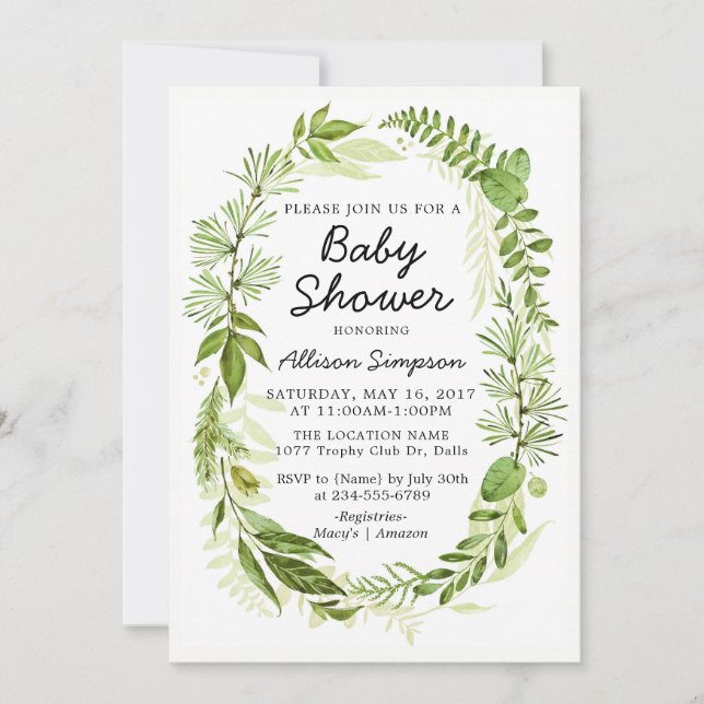 Tarjeta de invitación de Baby Shower moderna para  (Anverso)