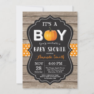 Tarjeta de invitación de Baby Shower Rustic Pumpki