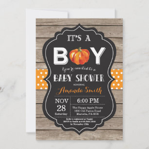 Tarjeta de invitación de Baby Shower Rustic Pumpki