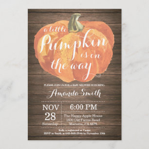 Tarjeta de invitación de Baby Shower Rustic Pumpki