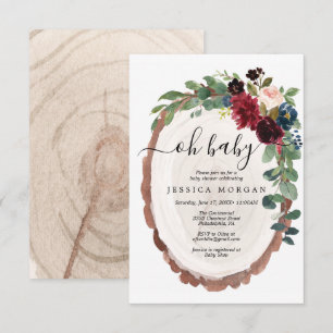 Tarjeta de invitación de Baby Shower Rustic Wood S