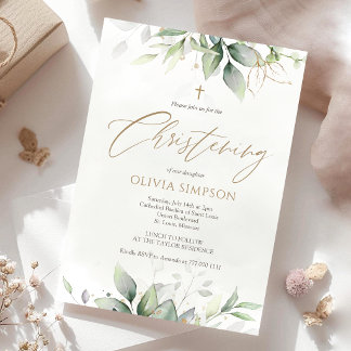 Tarjeta de Invitación de Bautizo con Acuarela de V