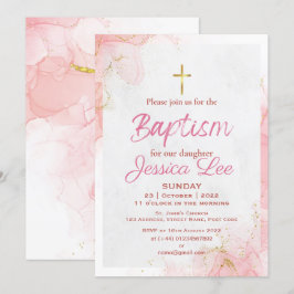 Tarjeta de Invitación de Bautizo de Hija Rosa con