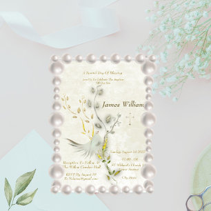 Tarjeta de Invitación de Bautizo de Paloma Elegant