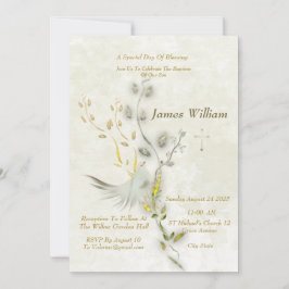 Tarjeta de Invitación de Bautizo de Paloma Elegant