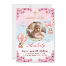 Tarjeta de Invitación de Bautizo Editable para Niñ