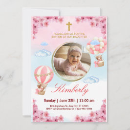 Tarjeta de Invitación de Bautizo Editable para Niñ