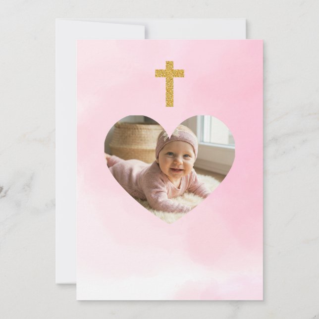 Tarjeta de Invitación de Bautizo Editable para Niñ (Reverso)