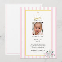 Tarjeta de Invitación de Bautizo Elegante en Rosa