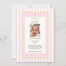 Tarjeta de Invitación de Bautizo Elegante en Rosa