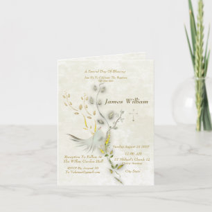 Tarjeta de Invitación de Bautizo Paloma Elegante