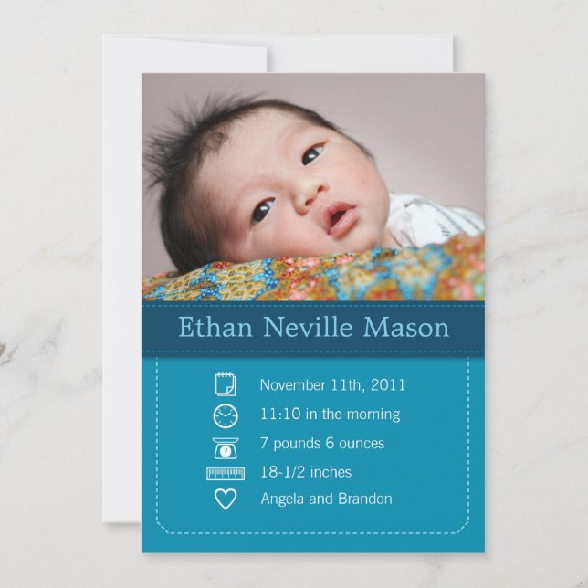tarjeta de invitación de bebé (Anverso)