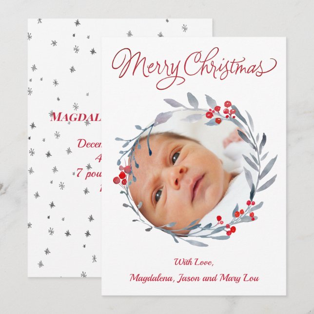 Tarjeta de invitación de bebé navideña (Anverso / Reverso)