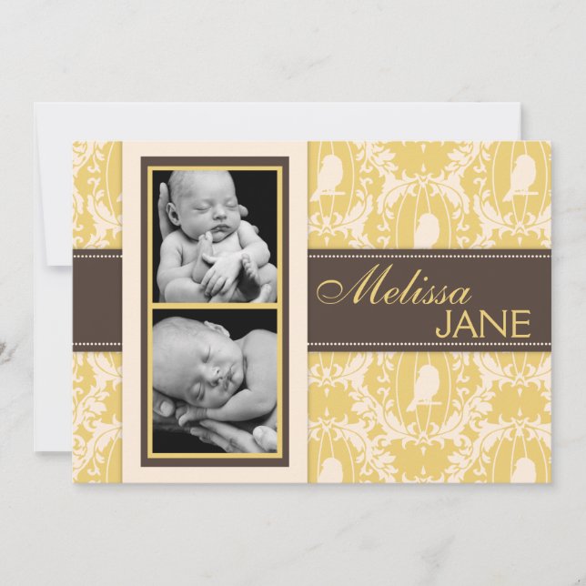 Tarjeta de Invitación de bebé para tuitear (Anverso)