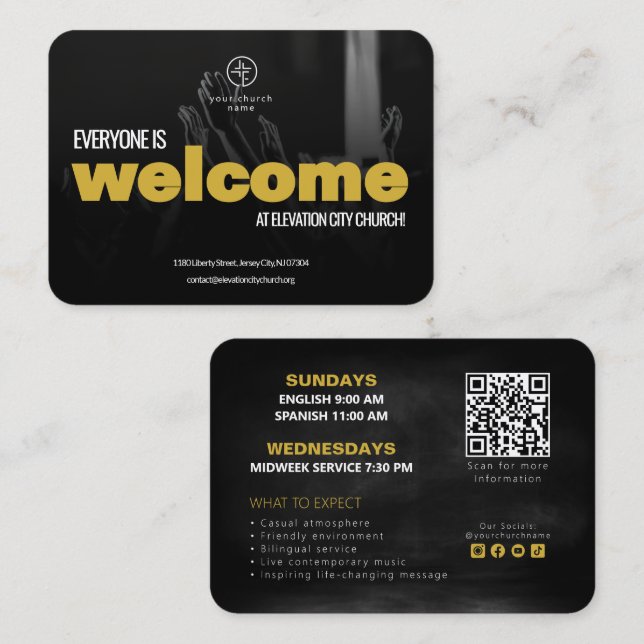 Tarjeta de Invitación de Bienvenida a la Iglesia M (Anverso / Reverso)