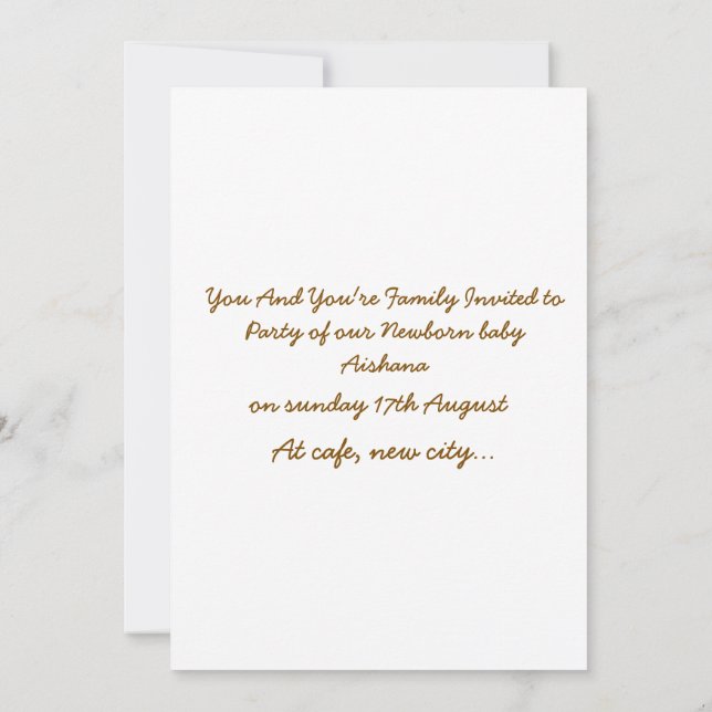 Tarjeta de Invitación de Bienvenida al Bebé Pastel (Reverso)