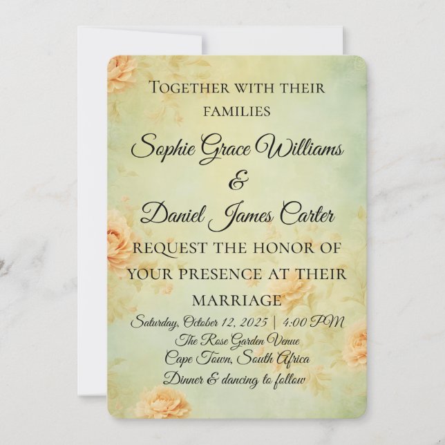 Tarjeta de invitación de boda (Anverso)