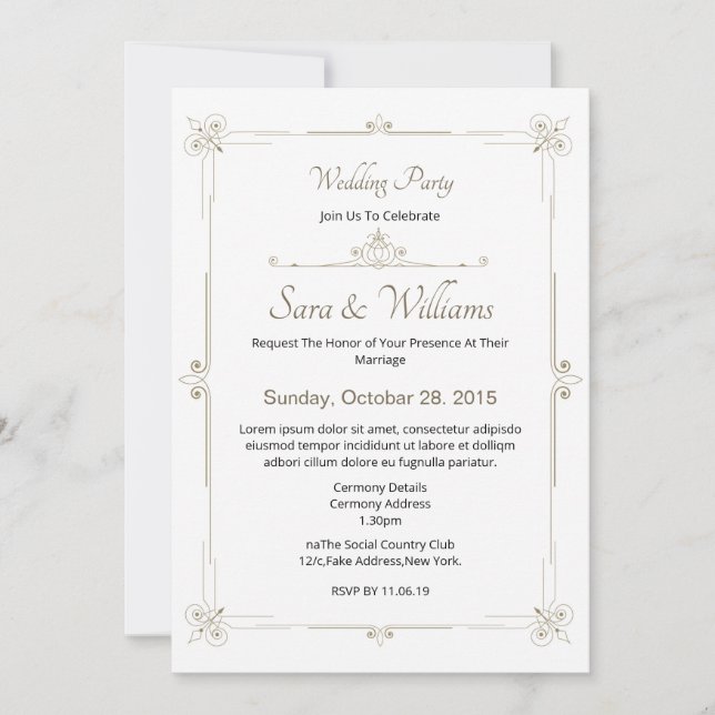 Tarjeta de invitación de boda (Anverso)