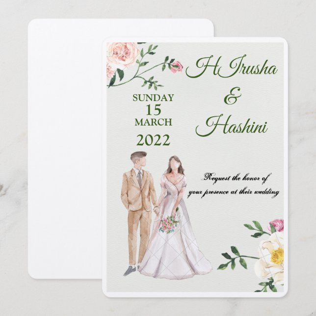 tarjeta de invitación de boda (Anverso / Reverso)