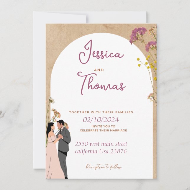 Tarjeta de invitación de boda (Anverso)