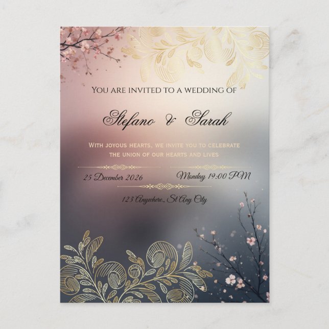 Tarjeta de invitación de boda  (Anverso)