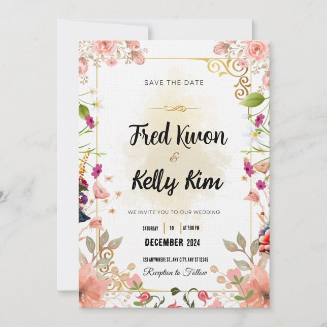 Tarjeta de invitación de boda (Anverso)