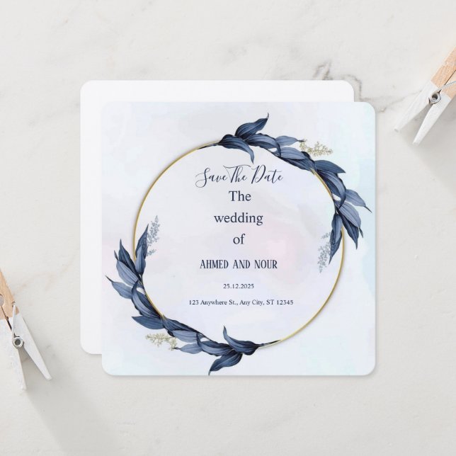 Tarjeta de invitación de boda (Anverso/Reverso In Situ)