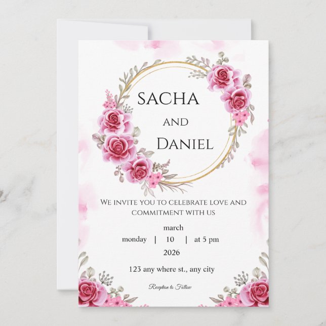 tarjeta de invitación de boda (Anverso)