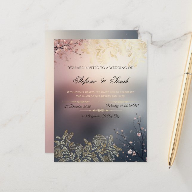 Tarjeta de invitación de boda  (Anverso/Reverso In Situ)