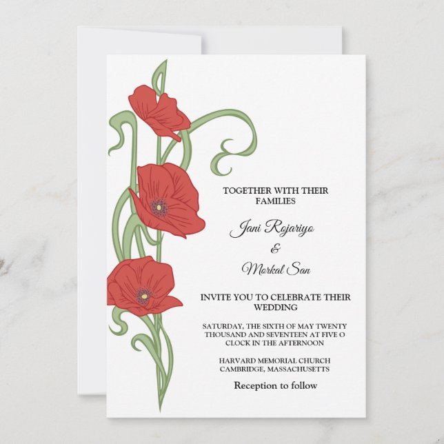 Tarjeta de invitación de boda (Anverso)