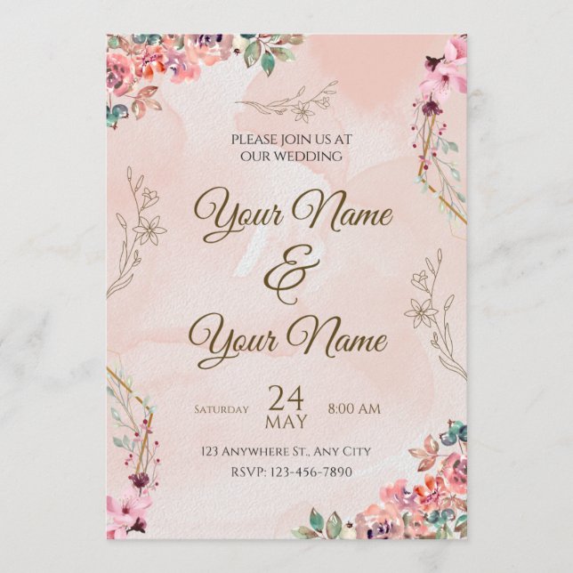 Tarjeta de Invitación de Boda (Anverso)