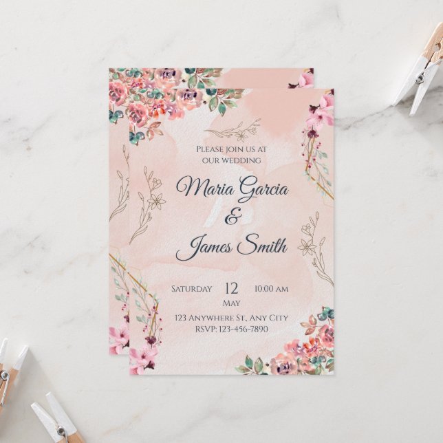 Tarjeta de invitación de boda (Anverso/Reverso In Situ)