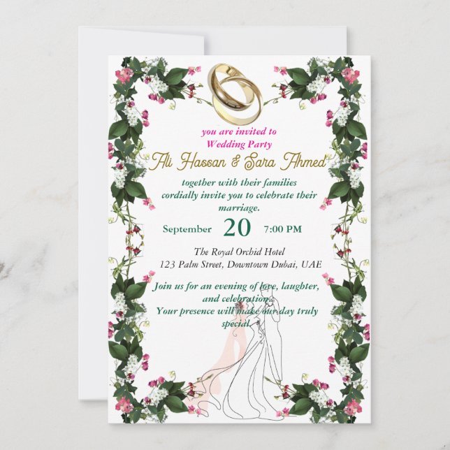 tarjeta de invitación de boda (Anverso)