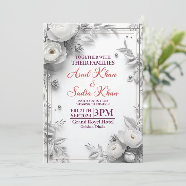 tarjeta de invitación de boda (Anverso de pie)