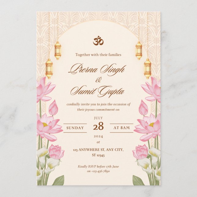 Tarjeta de invitación de boda 5"7 pulgadas (Anverso)