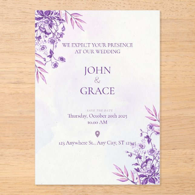 Tarjeta de invitación de boda ADORABLE (Anverso)