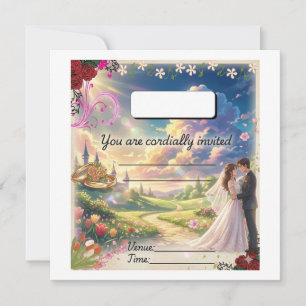Tarjeta de Invitación de Boda al Atardecer en un J